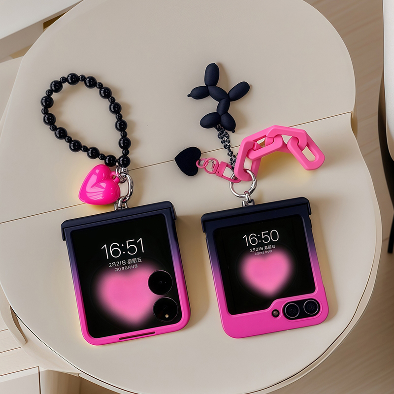 Motorola Tablet Accessories - Siyah Gül Gradyanlı Zincirli Menteşeli Kılıf